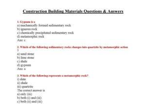 Read more about the article Building Materials Civil – Engineering Questions and Answers Part-2