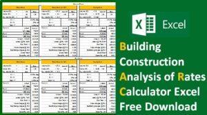 Read more about the article Building Construction Analysis of Rates Spreadsheet Download Free