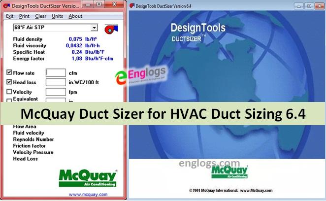 McQuay Duct Sizer for HVAC Duct Sizing 6.4