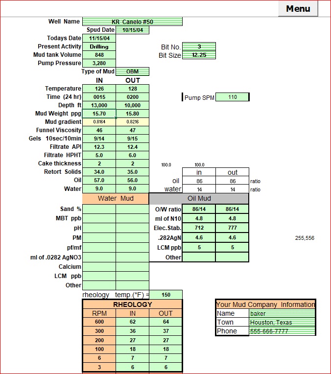 MudEng 2.55 Drilling Calculation Excel Sheet