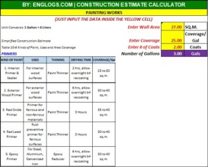 Read more about the article Construction – PAINTING WORKS Estimate Calculator xlsx Spreadsheet