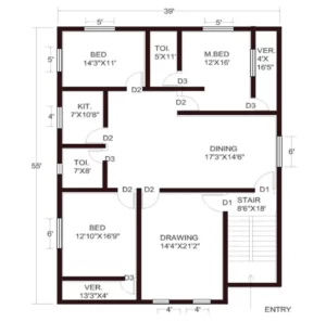 Read more about the article Middle East Three Bedroom House 2D Plan #Trending #Villa